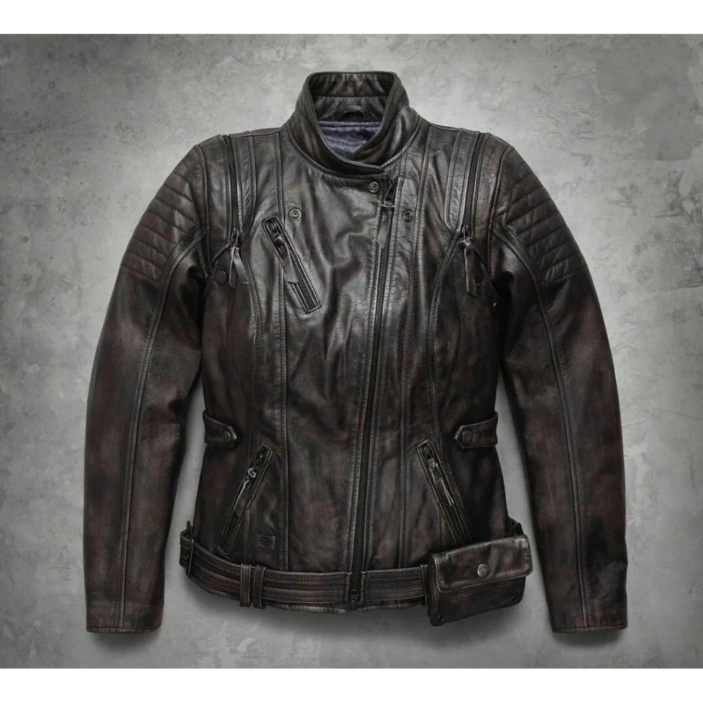 Women Leather Harley Davidson Brava convertible jacket M
